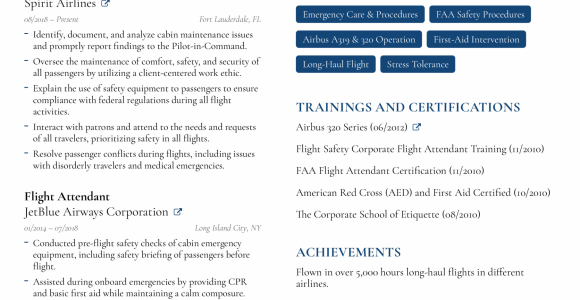 Sample Resume for Flight attendant with Experience Flight attendant Resume Guide [w Exmaples]