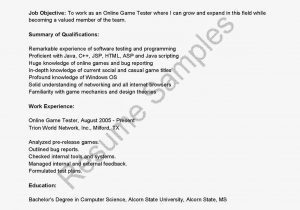 Sample Resume for Game Tester Fresher Game Tester Resume Sample October 2021
