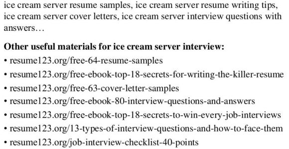 Sample Resume for Ice Cream Shop top 8 Ice Cream Server Resume Samples