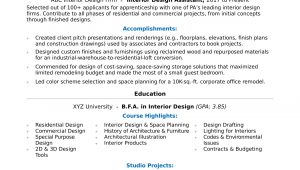 Sample Resume for Interior Design Internship Interior Design Resume Sample Monster.com