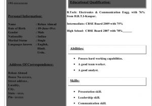 Sample Resume for Internship In Electronics and Communication Engineering Sample Cv for Electronics & Communications Student