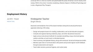 Sample Resume for Kindergarten Teacher assistant Kindergarten Teacher Resume & Writing Guide  12 Examples 2020