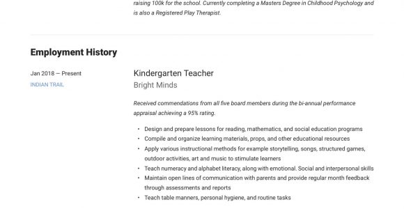 Sample Resume for Kindergarten Teacher Fresher Kindergarten Teacher Resume & Writing Guide  12 Examples 2020
