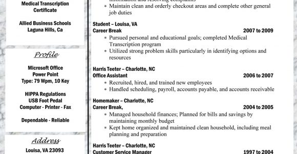 Sample Resume for Medical Transcriptionist with Experience Pin On Own My Own Business