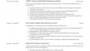 Sample Resume for Online Teaching Position 19 Esl Teacher Resume Examples & Writing Guide 2020