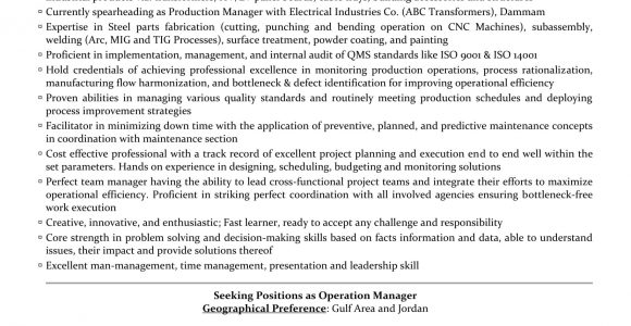 Sample Resume for Production Planning and Control Manager Production Planning Manager Resume Pdf October 2021