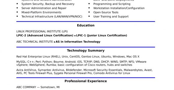 Sample Resume for Unix System Administrator Sample Resume for A Midlevel Systems Administrator Monster.com