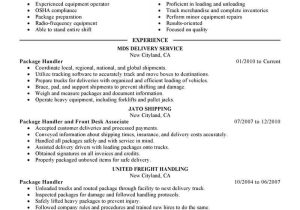 Sample Resume for Ups Package Handler Best Package Handler Resume Example From Professional Resume …