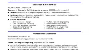 Sample Resume format for Civil Engineers Sample Resume for An Entry Level Civil Engineer