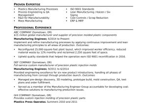 Sample Resume Objective Statements for Engineers Manufacturing Engineer Resume Sample Monster.com