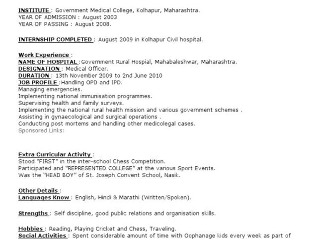 cover letter for mbbs doctor