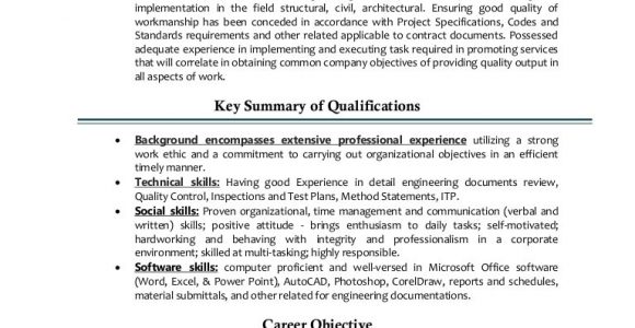 Sample Resume Quality Control Civil Engineer Qa Qc Engineer Cv