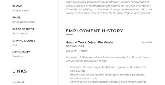 Sample Resume Samples Tractor Trailer Driver Sample 1 Truck Driver Resume & Writing Guide  12 Resume Examples 2019