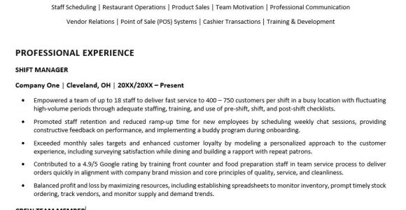 Sample Skills On Resume for Fast Food Restaurant Franchise Fast Food Resume Sample Monster.com