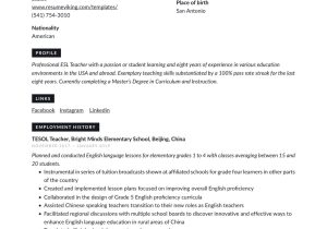 Tesl Lead Resume Sample that Can Get You Interview 19 Esl Teacher Resume Examples & Writing Guide 2022