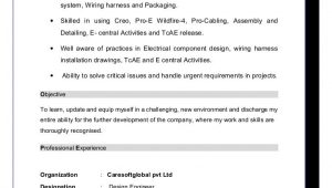 Wiring Harness Design Engineer Resume Sample Jayaprakash Resume